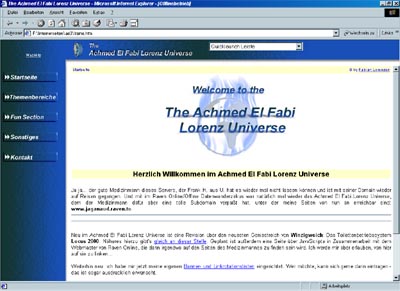 Die Startseite des Achmed El Fabi Lorenz Universe V.3.0 (35K)