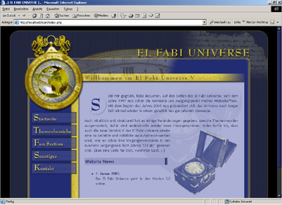 Die Startseite des El Fabi Universe V.5.0 (42K)